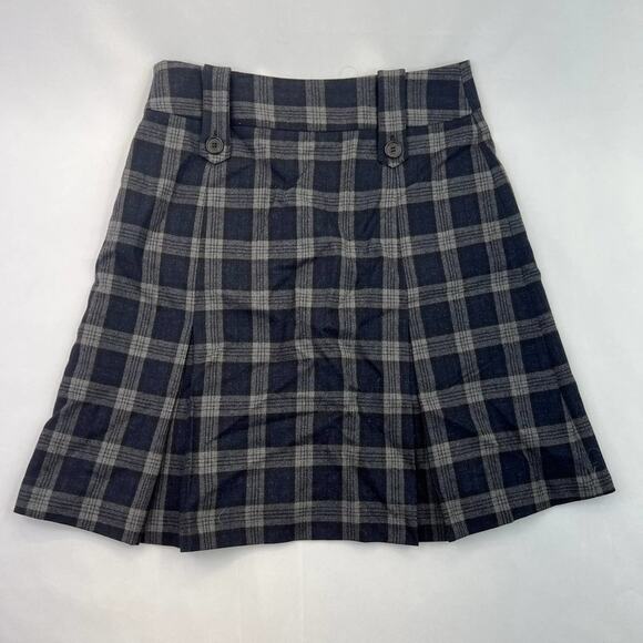 Michael Kors Virgin Wool Blend Plaid Schoolgirl skirt Women's size 4 Black Gray - Picture 4 of 12